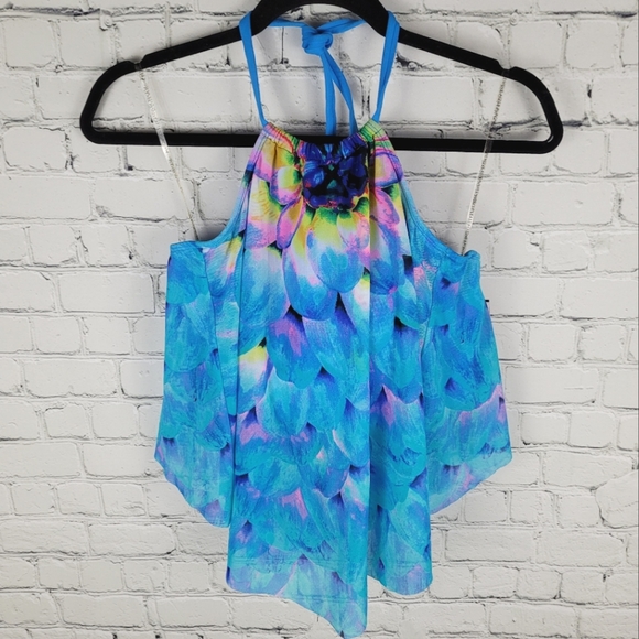 COCO REEF | Silent Bloom mesh overlay underwire halter tankini top - Picture 2 of 11